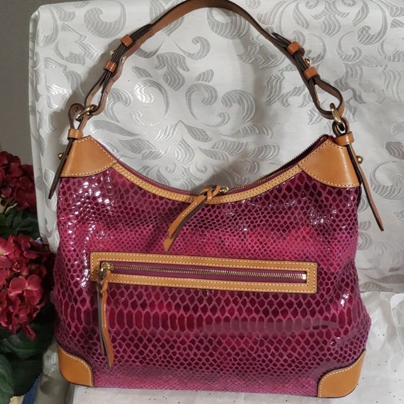 Dooney & Bourke Handbags - Dooney&bourke Fuschia snake embossed leather bag
